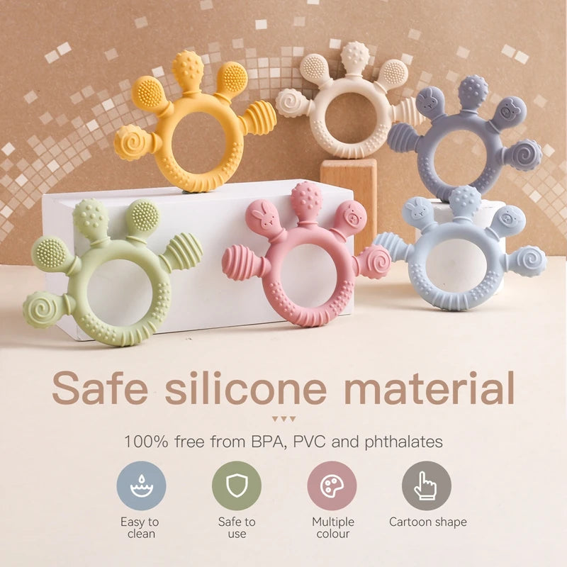 BPA Free Silicone And Wooden Baby Teether