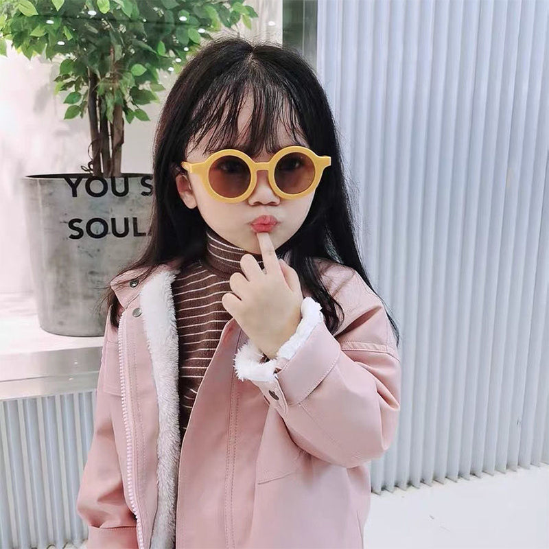 Fashion Round Frame Sunglasses UV400 Sun Shade For Kids Baby Boys Girls Cute Lovely Simple Frosted Sun Glasses Eyewear 12 Colors