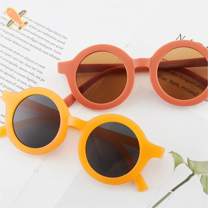 Fashion Round Frame Sunglasses UV400 Sun Shade For Kids Baby Boys Girls Cute Lovely Simple Frosted Sun Glasses Eyewear 12 Colors