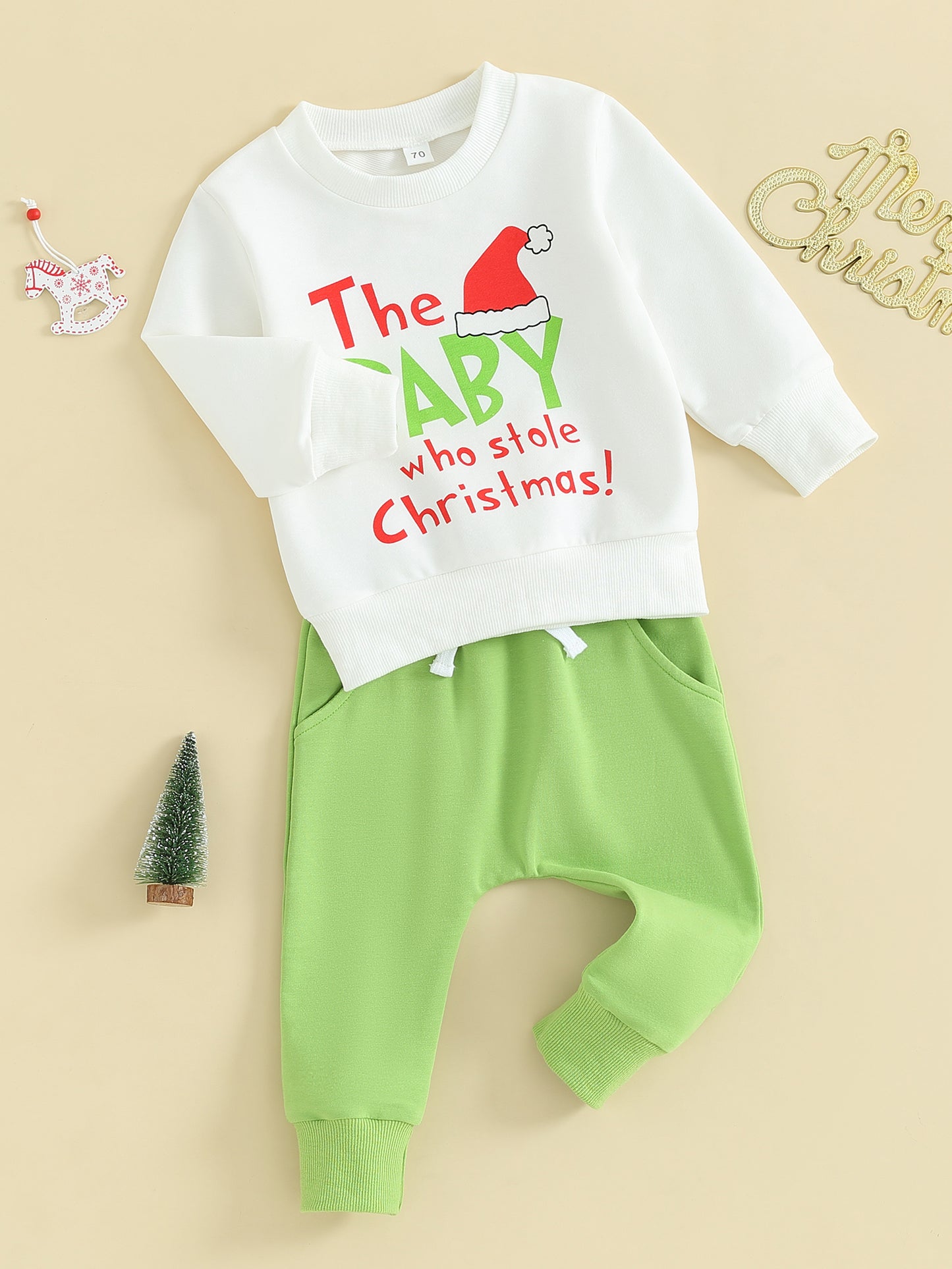 2PC 'The Baby Stole Christmas' Top + Pants Unisex