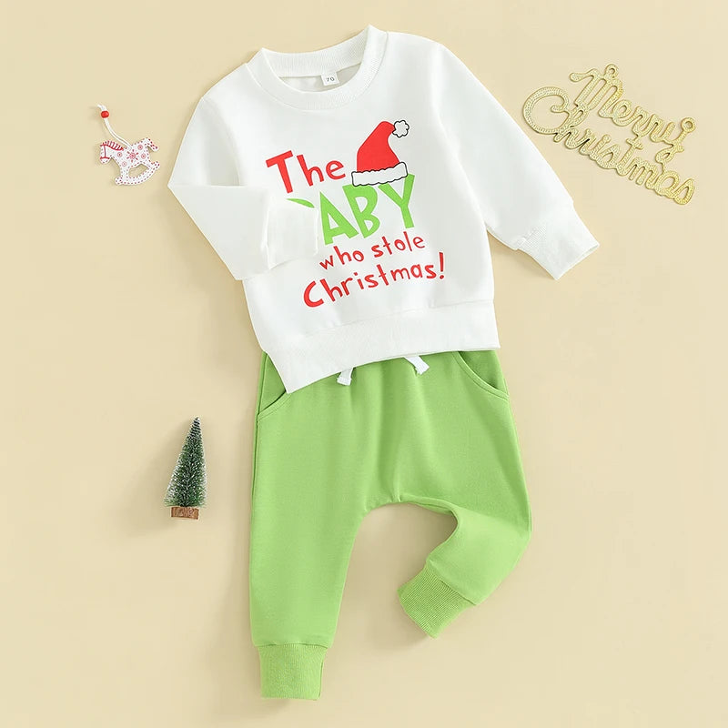 2PC 'The Baby Stole Christmas' Top + Pants Unisex