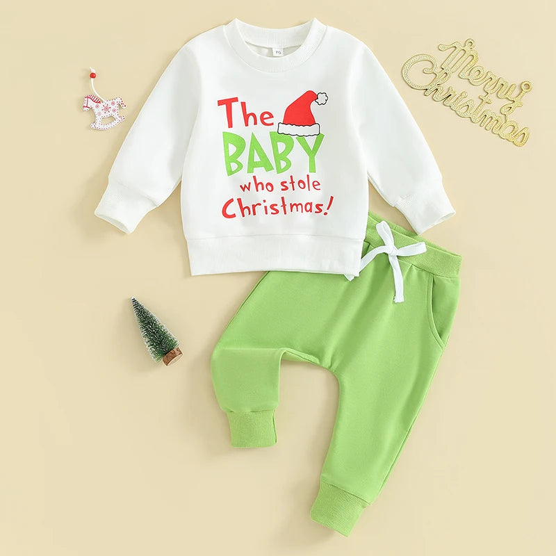 2PC 'The Baby Stole Christmas' Top + Pants Unisex