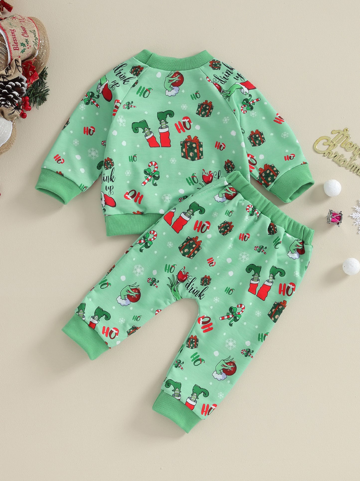 Unisex Christmas 2PC Grinch Set 0-3Y