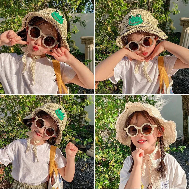 Fashion Round Frame Sunglasses UV400 Sun Shade For Kids Baby Boys Girls Cute Lovely Simple Frosted Sun Glasses Eyewear 12 Colors