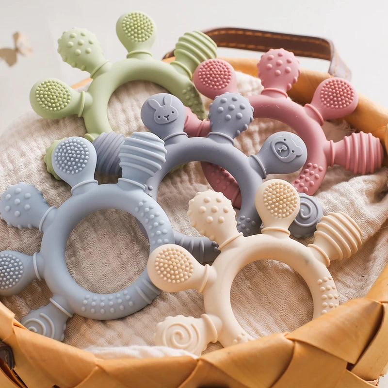 BPA Free Silicone And Wooden Baby Teether