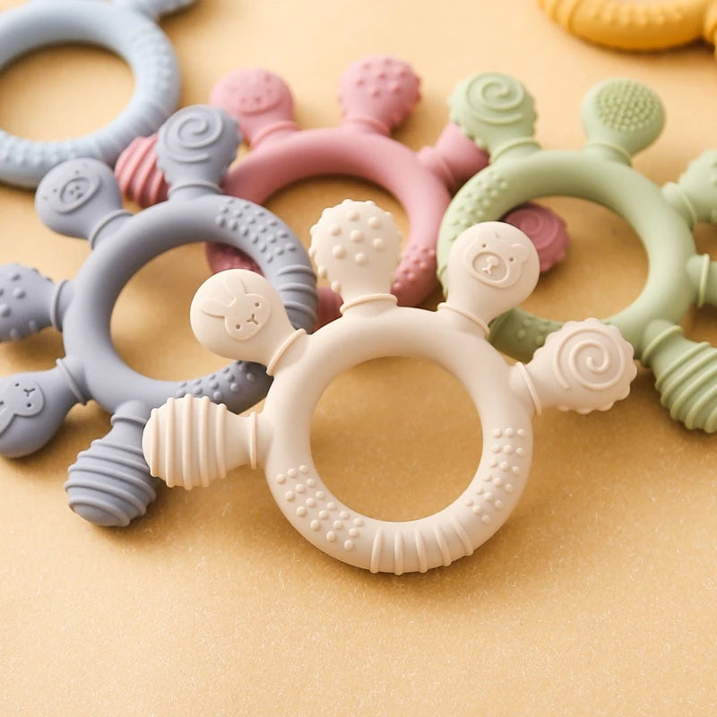 BPA Free Silicone And Wooden Baby Teether