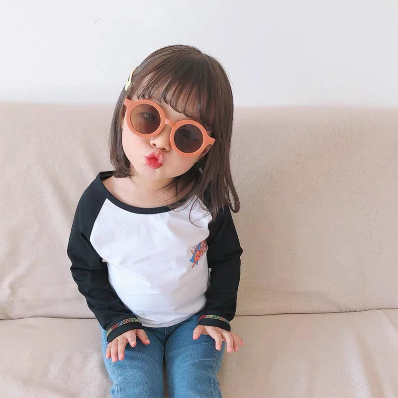 Fashion Round Frame Sunglasses UV400 Sun Shade For Kids Baby Boys Girls Cute Lovely Simple Frosted Sun Glasses Eyewear 12 Colors