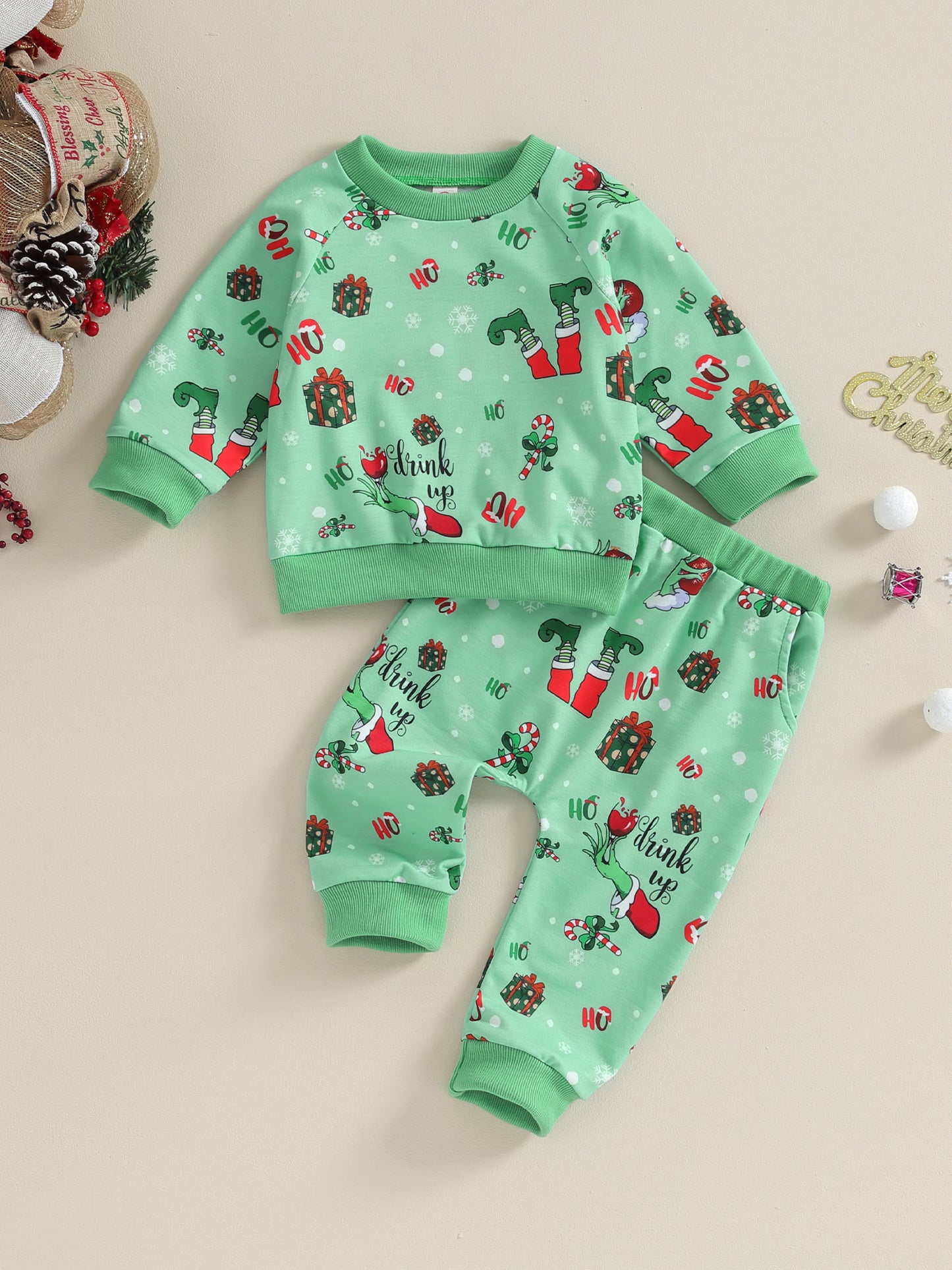 Unisex Christmas 2PC Grinch Set 0-3Y