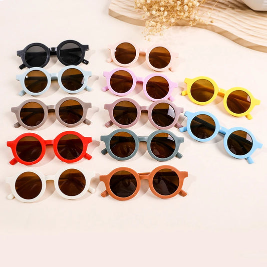 Fashion Round Frame Sunglasses UV400 Sun Shade For Kids Baby Boys Girls Cute Lovely Simple Frosted Sun Glasses Eyewear 12 Colors