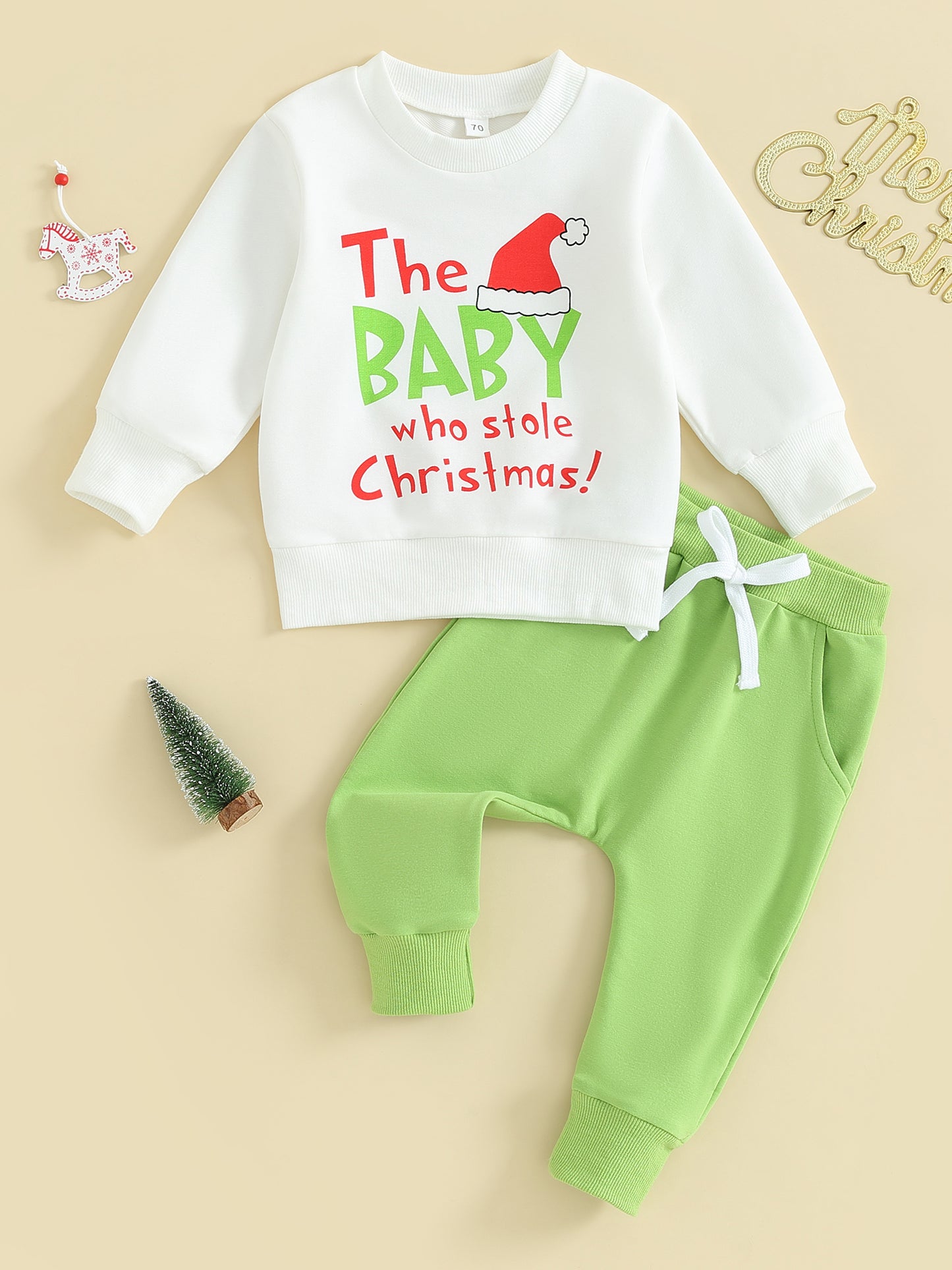 2PC 'The Baby Stole Christmas' Top + Pants Unisex